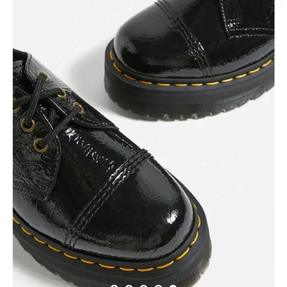 Dr. Martens 1461 Distressed Patent Leather Platform Shoe Black Size 7 - Picture 3 of 9